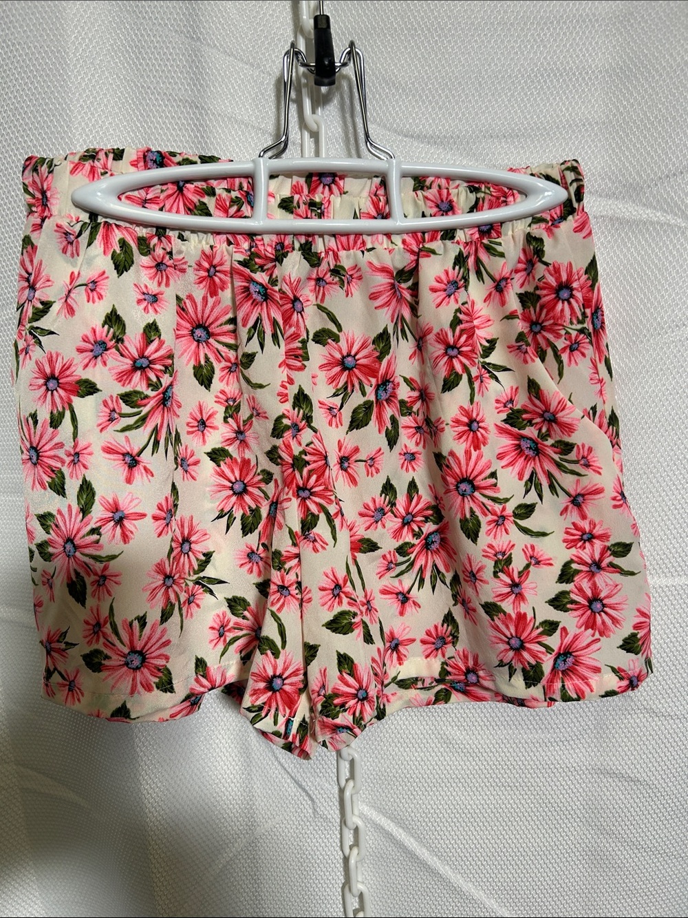 Floral Pink & Green Elastic Waist Shorts